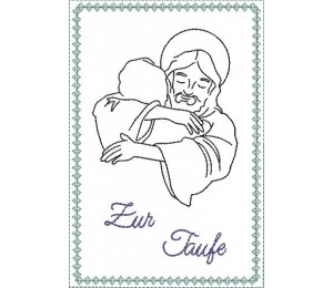 Stickdatei ITH - Postkarte Jesus Taufe